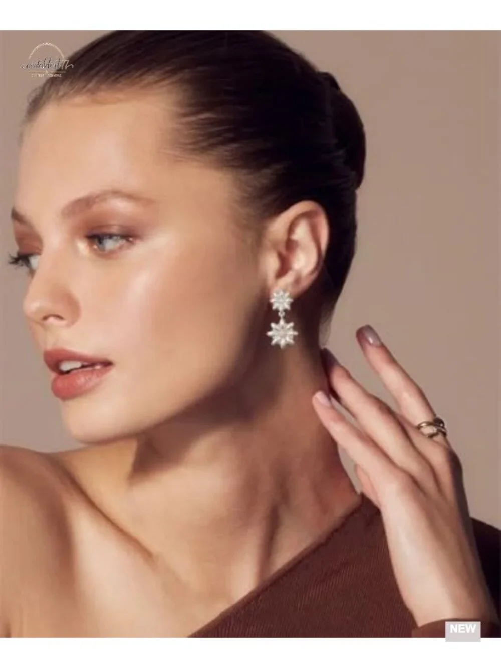 Dangle Flower Pearl Stud Drop Earrings 14k Gold Plated Sterling Silver Cute